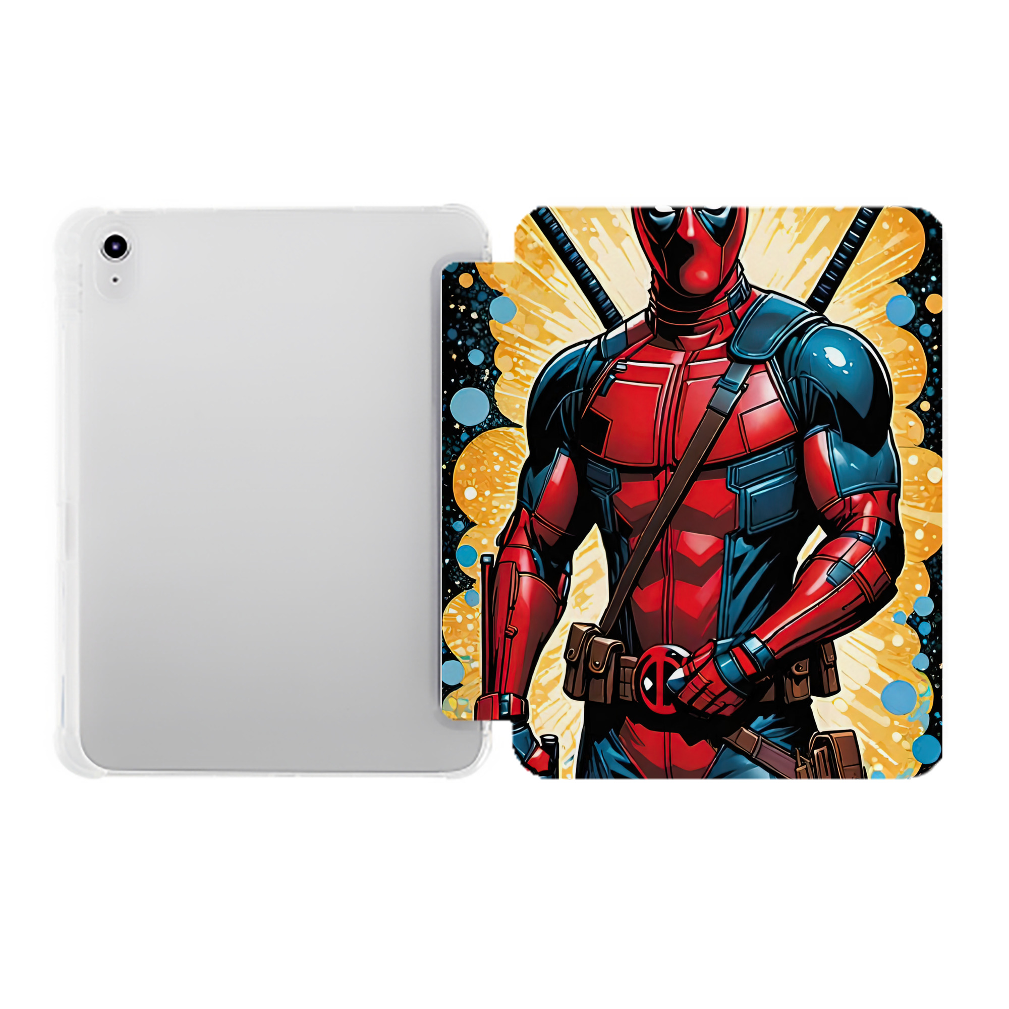 （画像用） Deadpool デッドプール IPad ケース ペン収納付き 三つ折りスタンド PUレザー×シリコン 対応機種9.5/10.5/10.9インチ